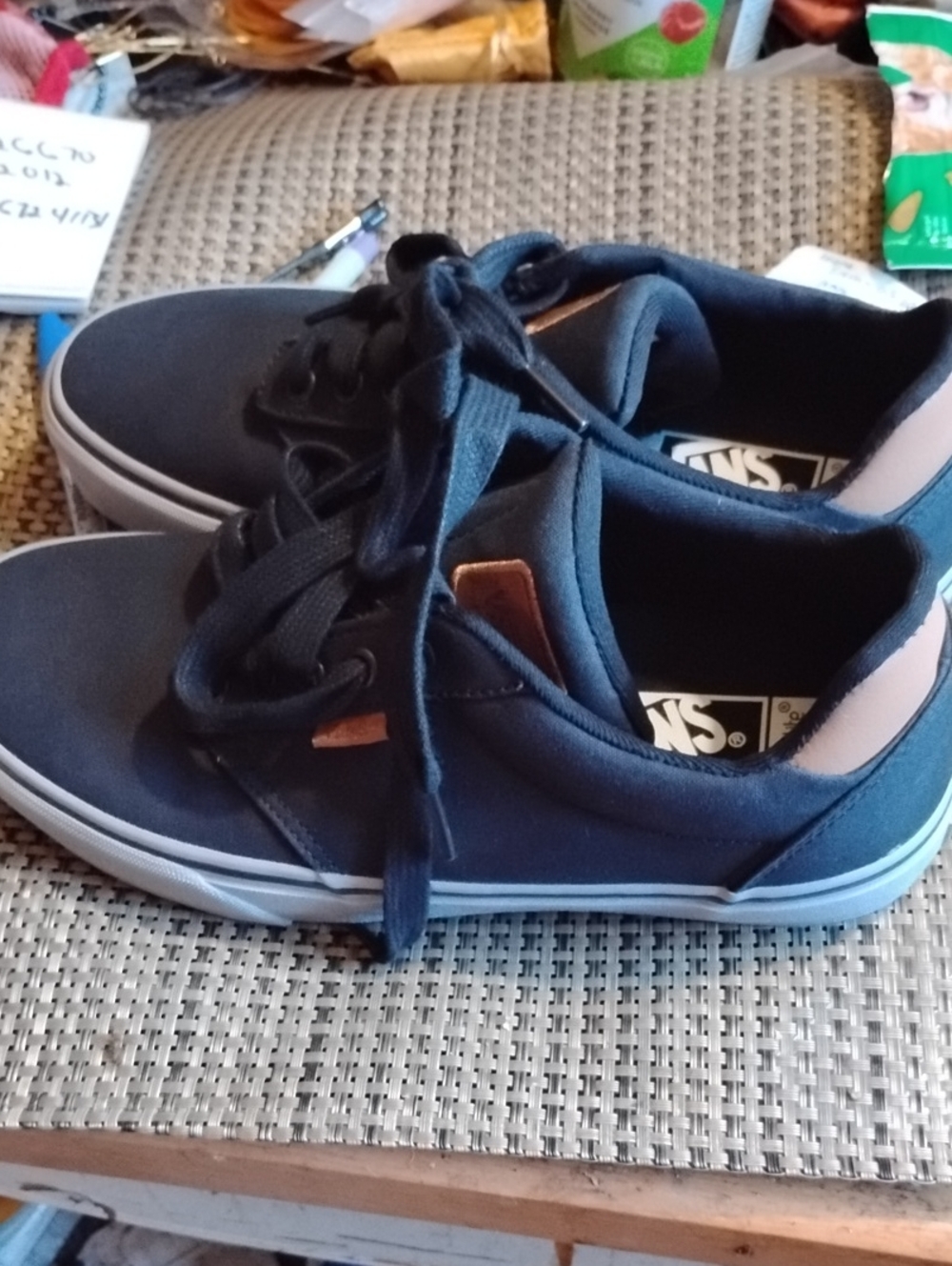 Vans Atwood DX Navy Low-Top Sneakers with Light Brown Heel Trim/Ortholite